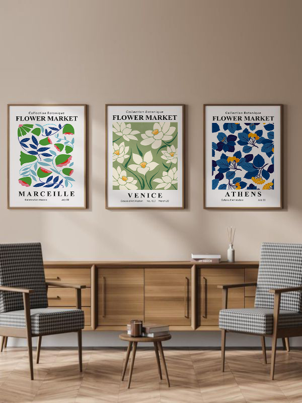 Collection Botanique - Çiçekli Şehir Çerçeveli Poster Seti