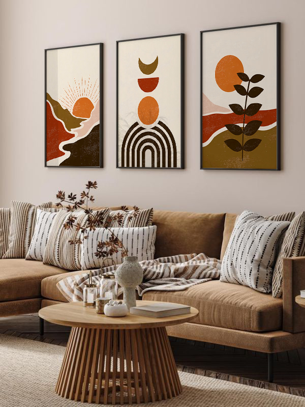 Minimalist ve Modern Soyut Çerçeveli Tablo Seti