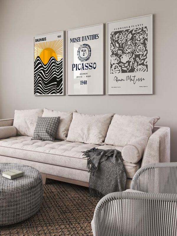 Ünlü Sanat Çerçeveli Poster Seti - Bauhaus, Picasso, Matisse