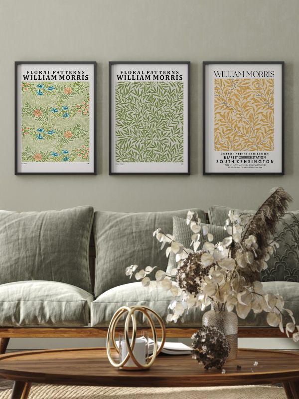 William Morris Çiçek Desenli Çerçeveli Poster Seti