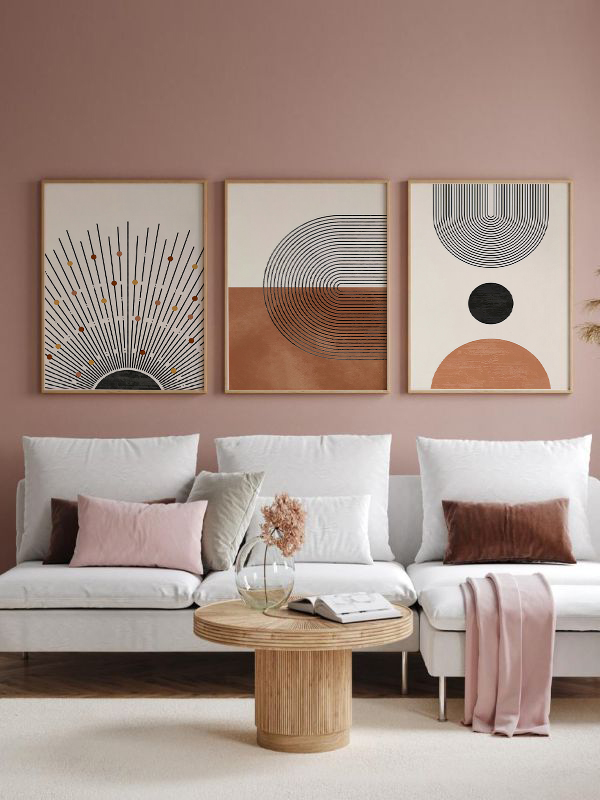 Geometrik Sanat: Minimalist Üçlü Tablo Seti