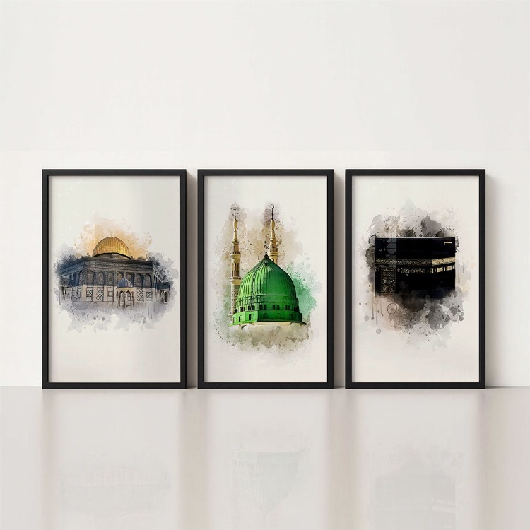 islami dini ahşap çerçeveli tablo set BDK0505