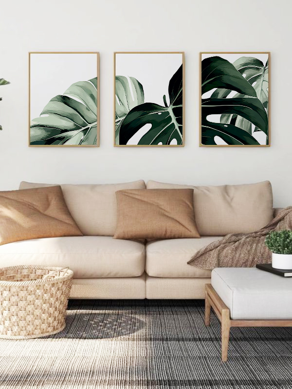Monstera Yaprağı Çerçeveli Tablo Seti