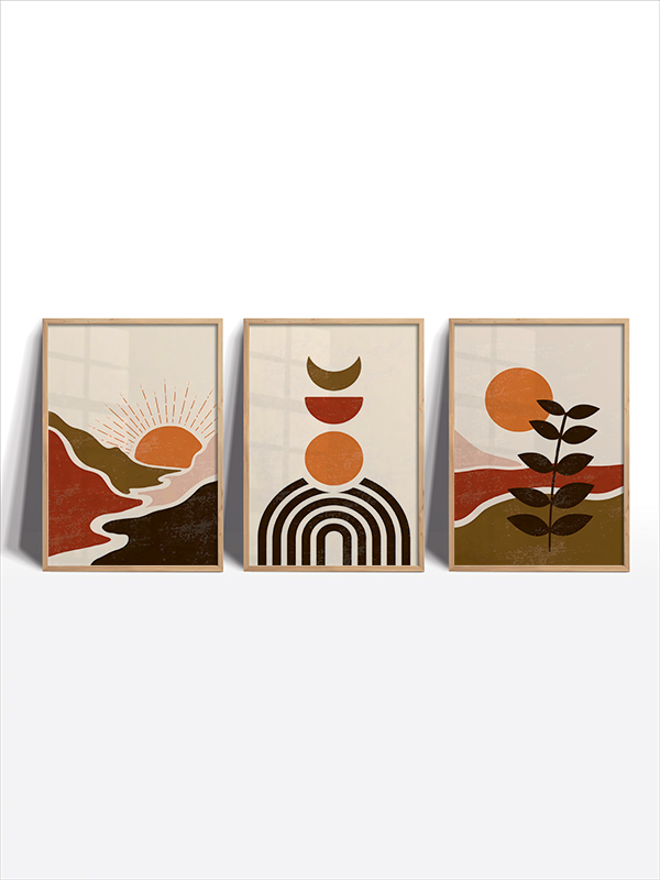 Minimalist ve Modern Soyut Çerçeveli Tablo Seti