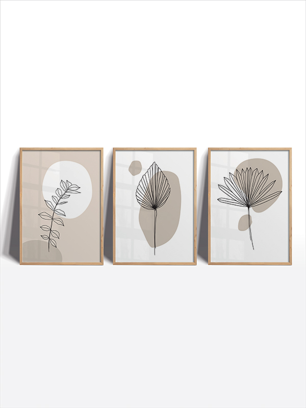 Minimalist Bitki Çizimleri Çerçeveli Tablo Seti