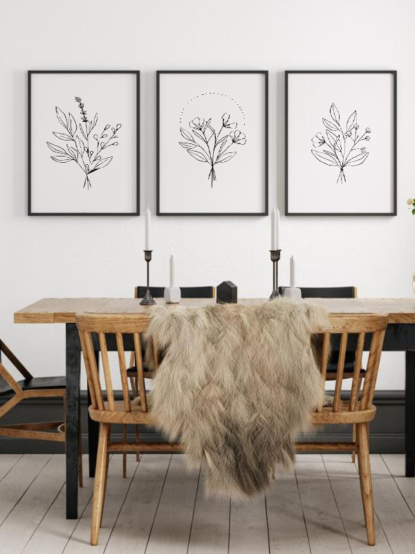 Minimalist Botanik Çizim Çerçeveli Tablo Seti