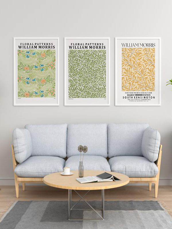 William Morris Çiçek Desenli Çerçeveli Poster Seti