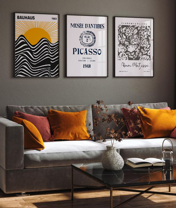 Ünlü Sanat Çerçeveli Poster Seti - Bauhaus, Picasso, Matisse