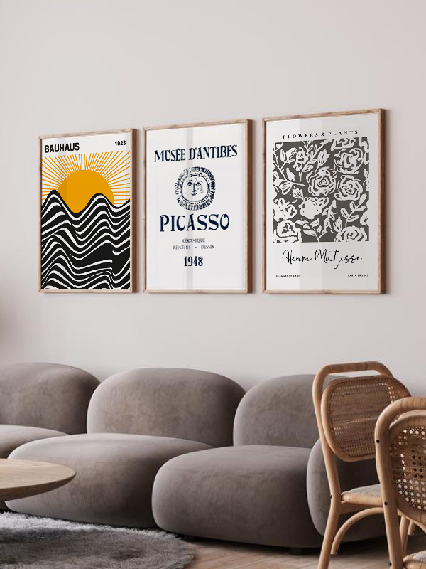 Ünlü Sanat Çerçeveli Poster Seti - Bauhaus, Picasso, Matisse