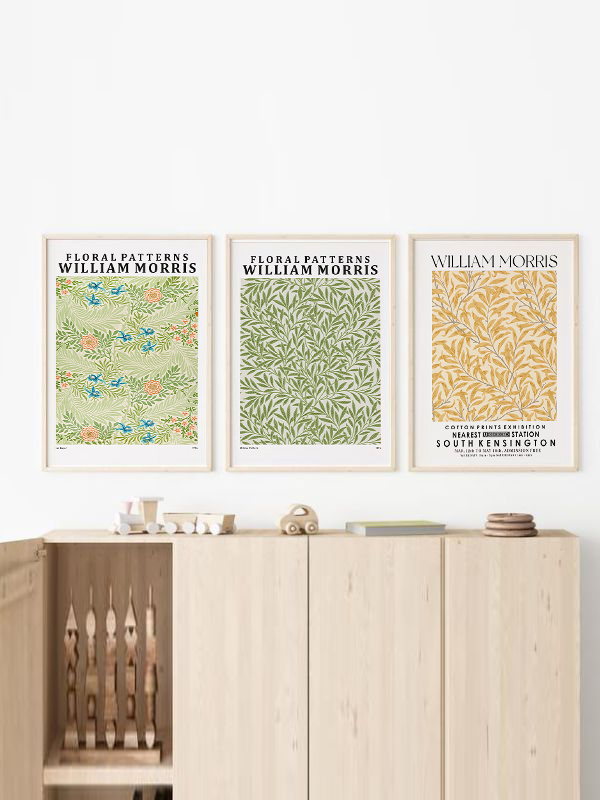 William Morris Çiçek Desenli Çerçeveli Poster Seti