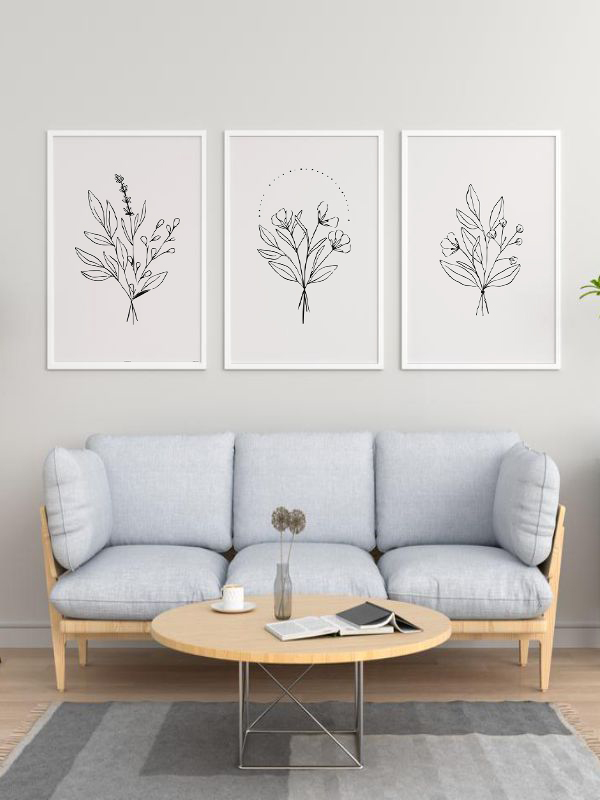 Minimalist Botanik Çizim Çerçeveli Tablo Seti