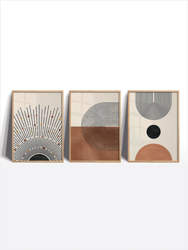 Geometrik Sanat: Minimalist Üçlü Tablo Seti