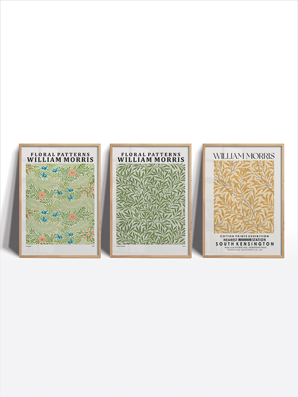 William Morris Çiçek Desenli Çerçeveli Poster Seti