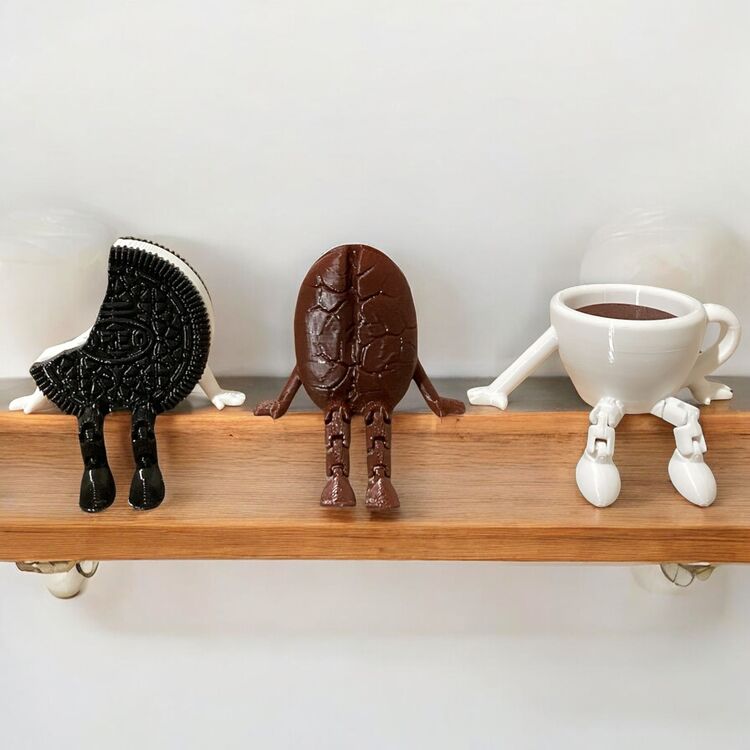 Isırılmış Oreo Kurabiye, Kahve Fincanı ve Kahve Çekirdeği 3'lü Dekor Seti