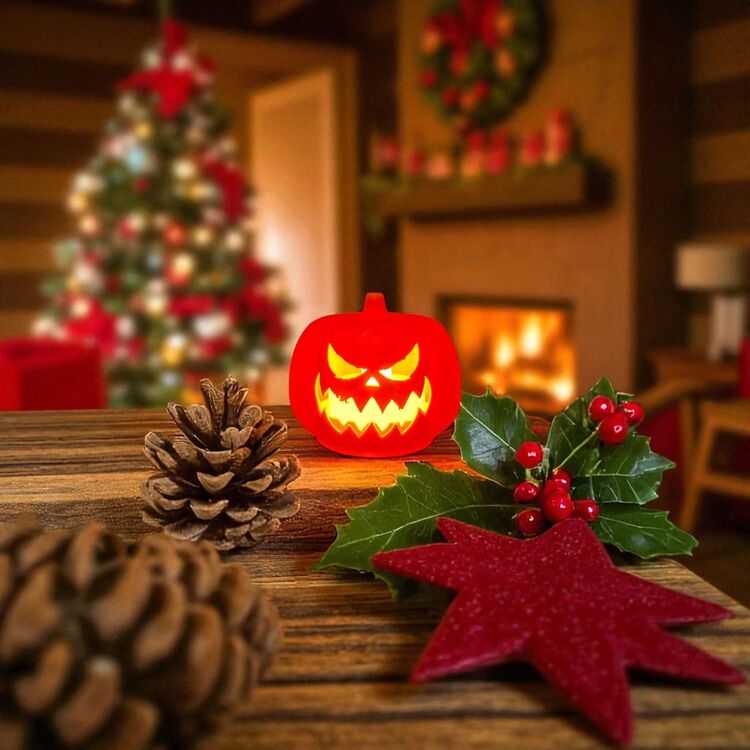 2'li Set Balkabağı Şeklinde Tealight Mumluk – Halloween Dekor