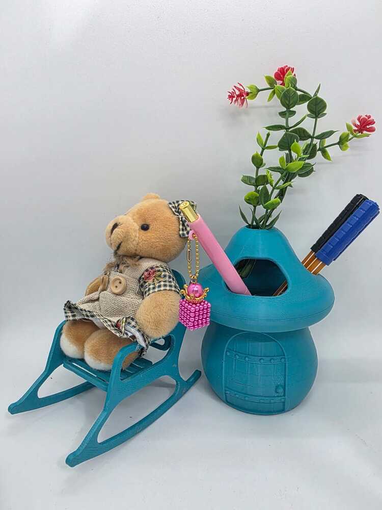CEVİZDİZAYN BAYBBEAR MİNİ SALLANAN SANDALYE AYICIK & 3 GÖZLÜ KALEMLİK SETİ ✏️
