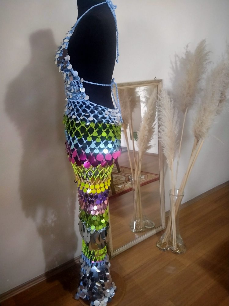Tyla Crochet Sequin Dress