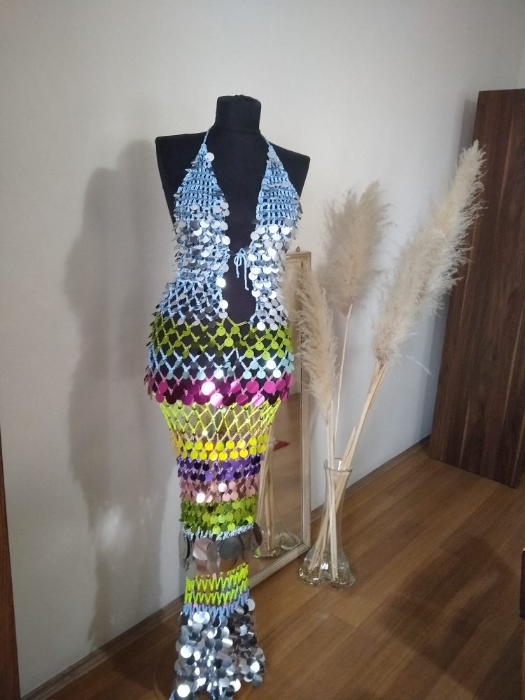 Tyla Crochet Sequin Dress