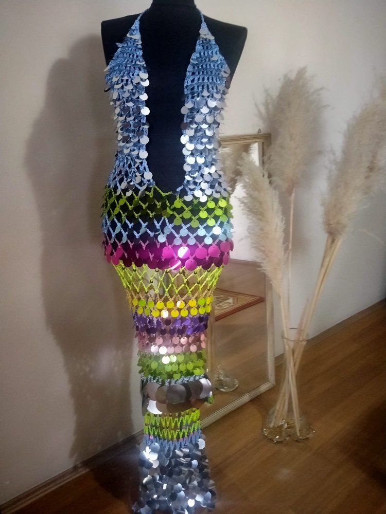 Tyla Crochet Sequin Dress