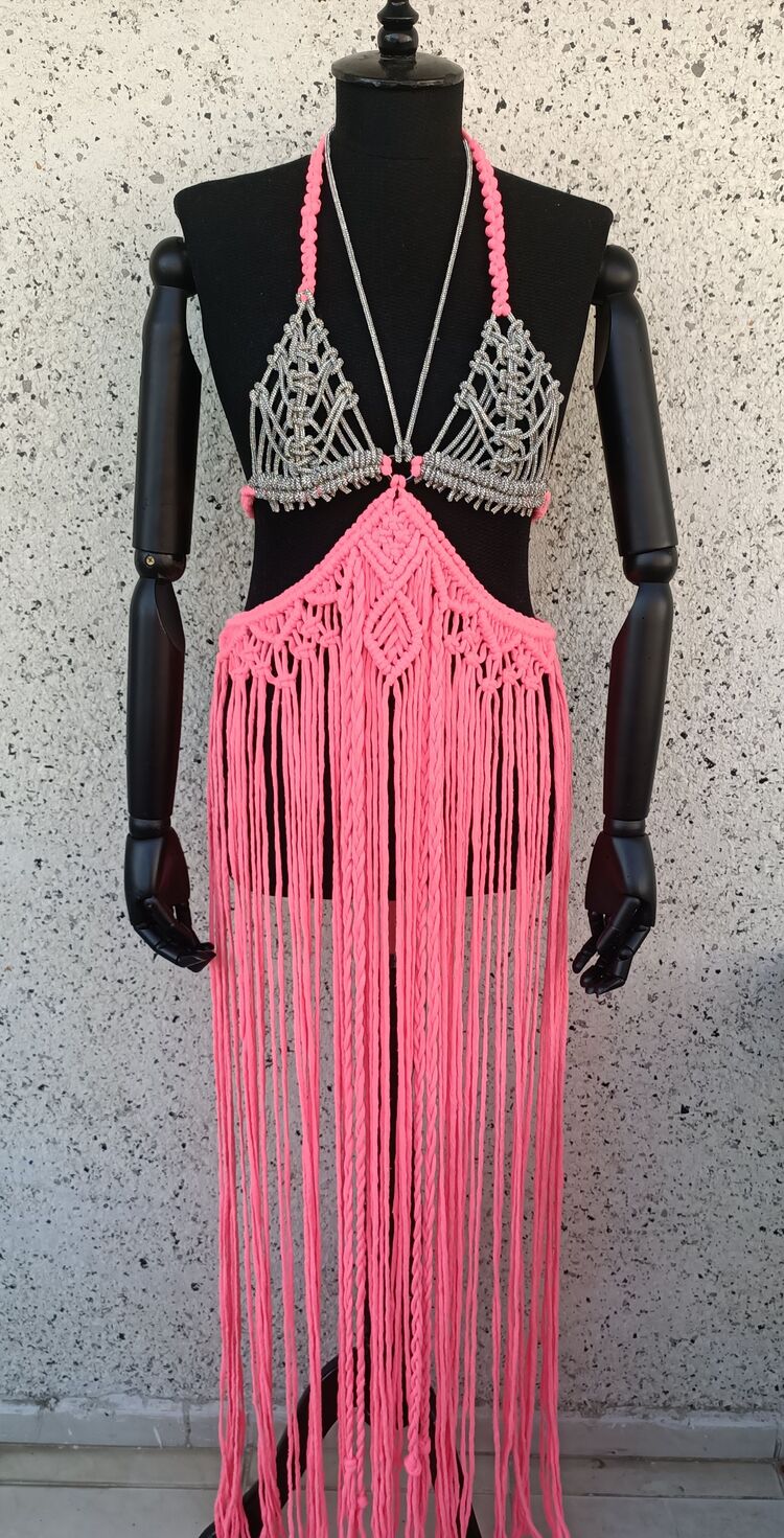 Rhinestone Macrame Dress
