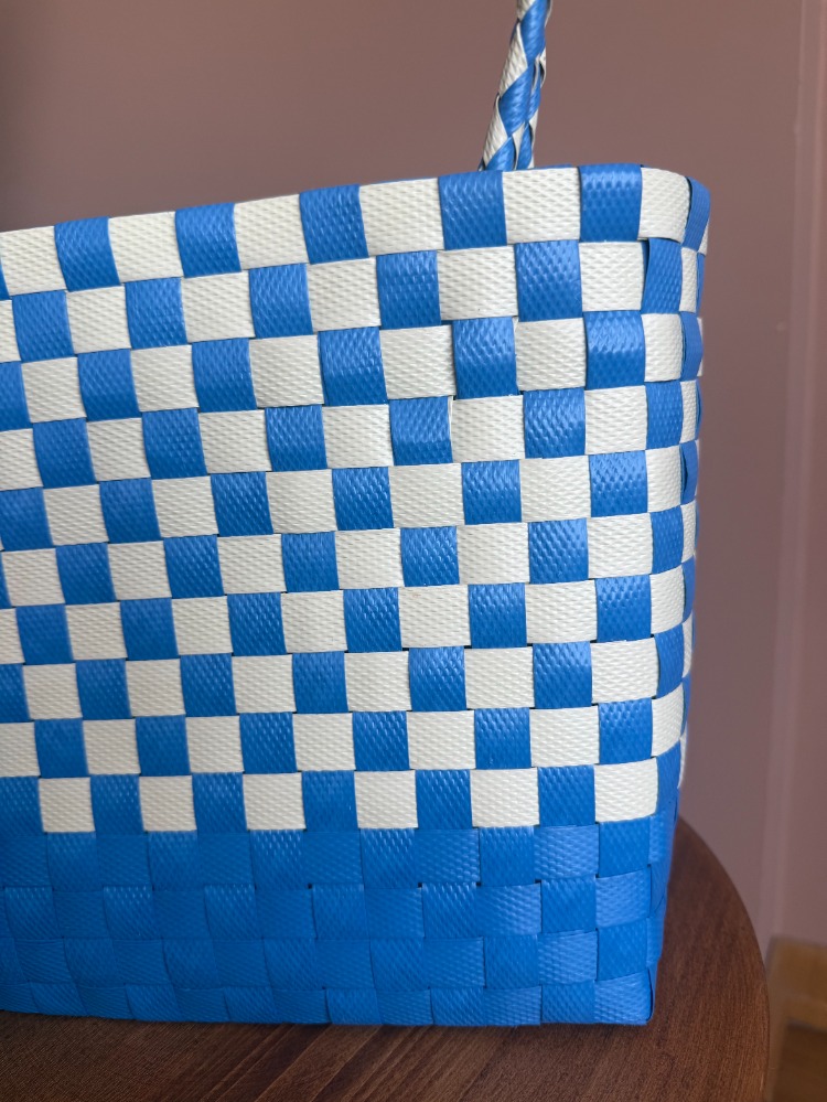 Blue Check Sepet Çanta-Küçük Boy