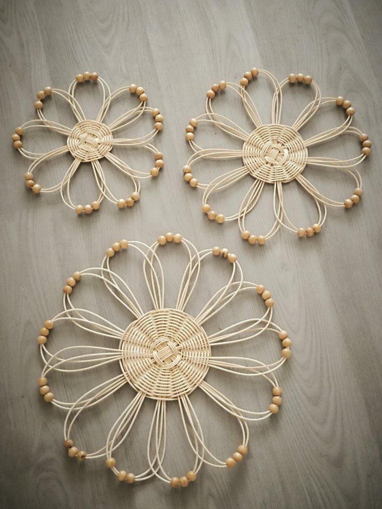 Rattan 3 lü duvar dekorasyon ürünü
