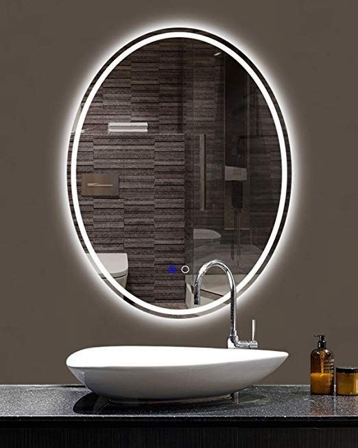 Yumurta Form LED Banyo Aynası – Dokunmatik Dimmer Aydınlatmalı Dekoratif Ayna