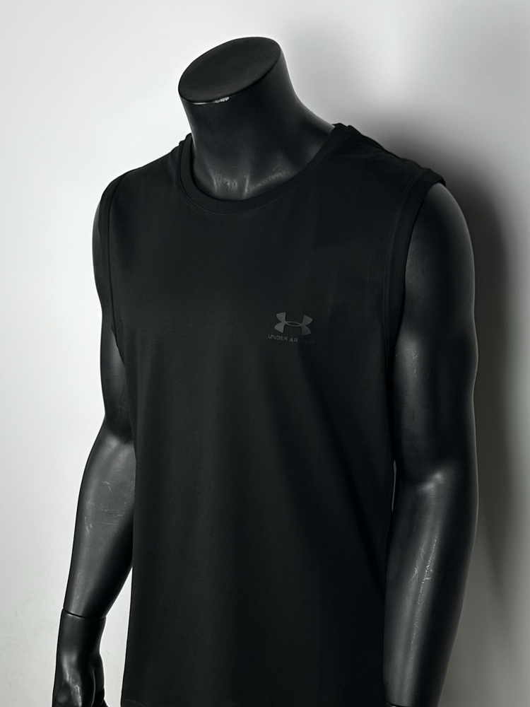 Soho Black Regular Cotton Sleeveless T-shirt  |  1099