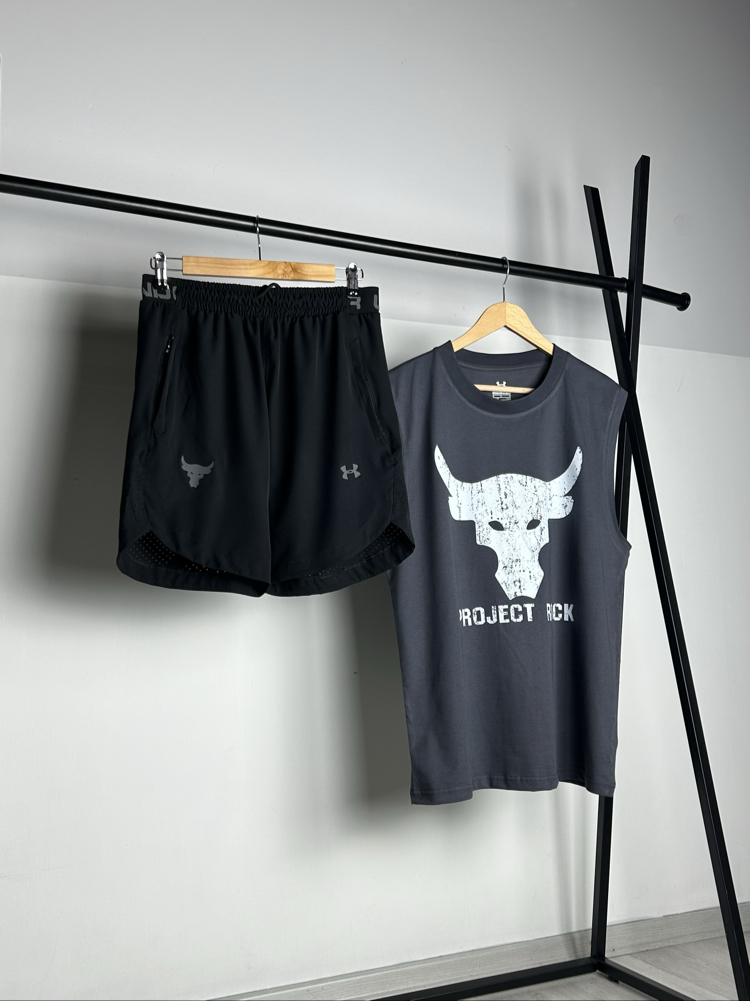 Buffalo Anthracite Cotton Sleeveless T-shirt & Rank G2 Micro Shorts Combin  |  1033