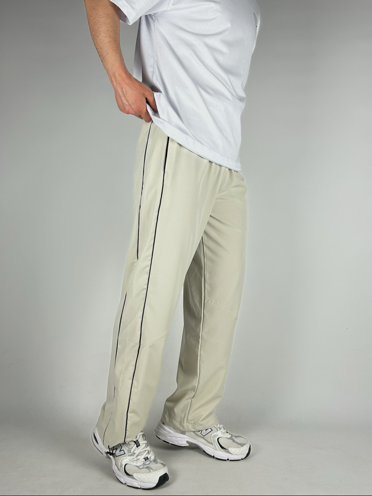 Wide Beige Baggy Fresh Fabrics Sweatpants  |  1038