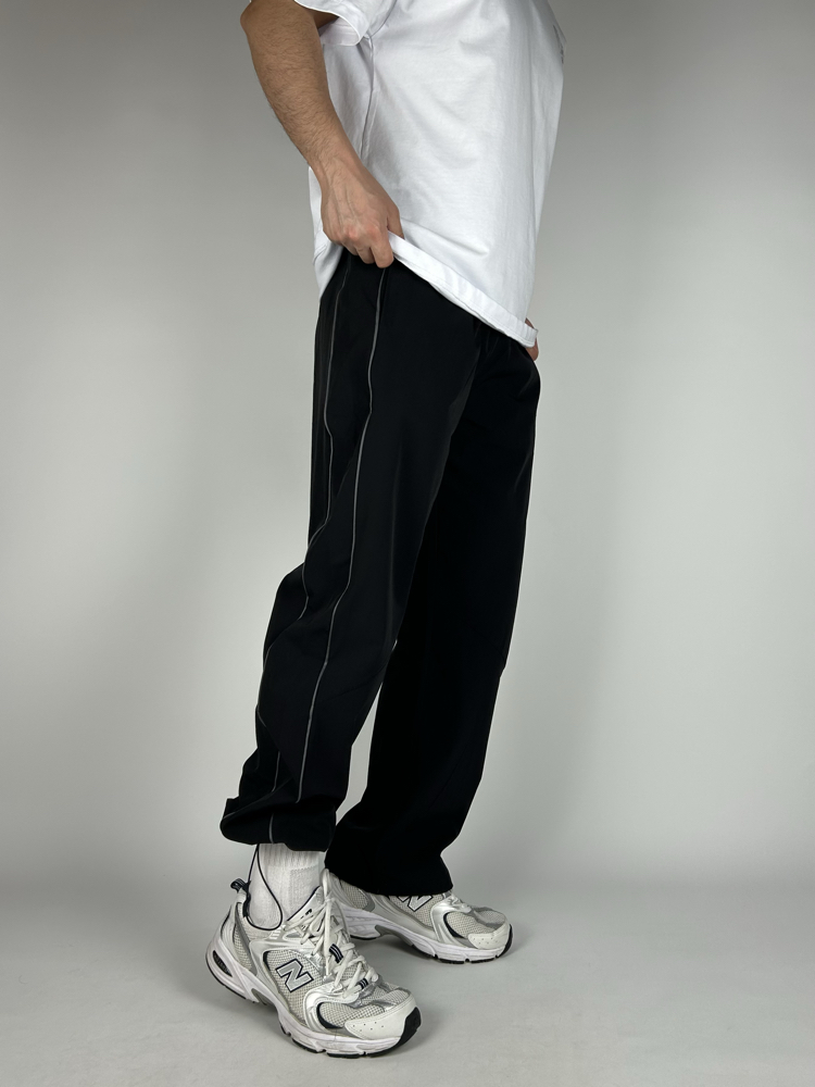 Wide Black Baggy Fresh Fabrics Sweatpants | 1038