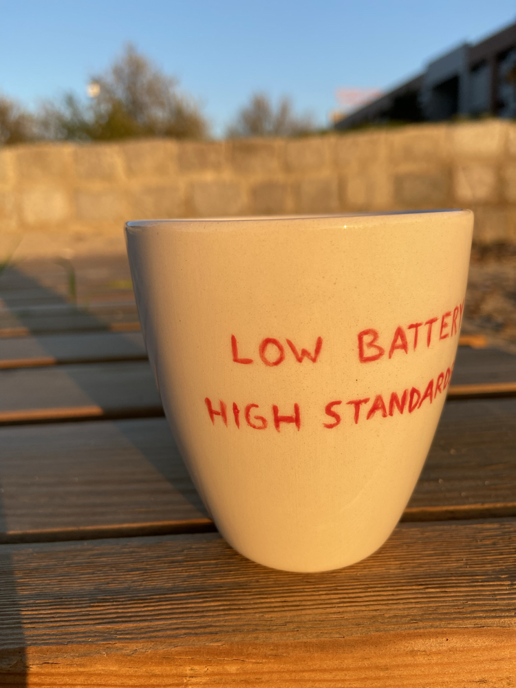 Low Battery High Standards Mug
