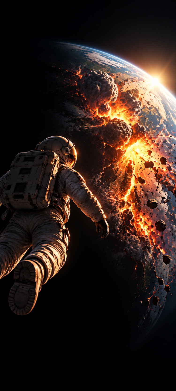 10-Kıyamet Temalı Uzay Astronotu Duvar Kağıdı - Dijital Sanatı