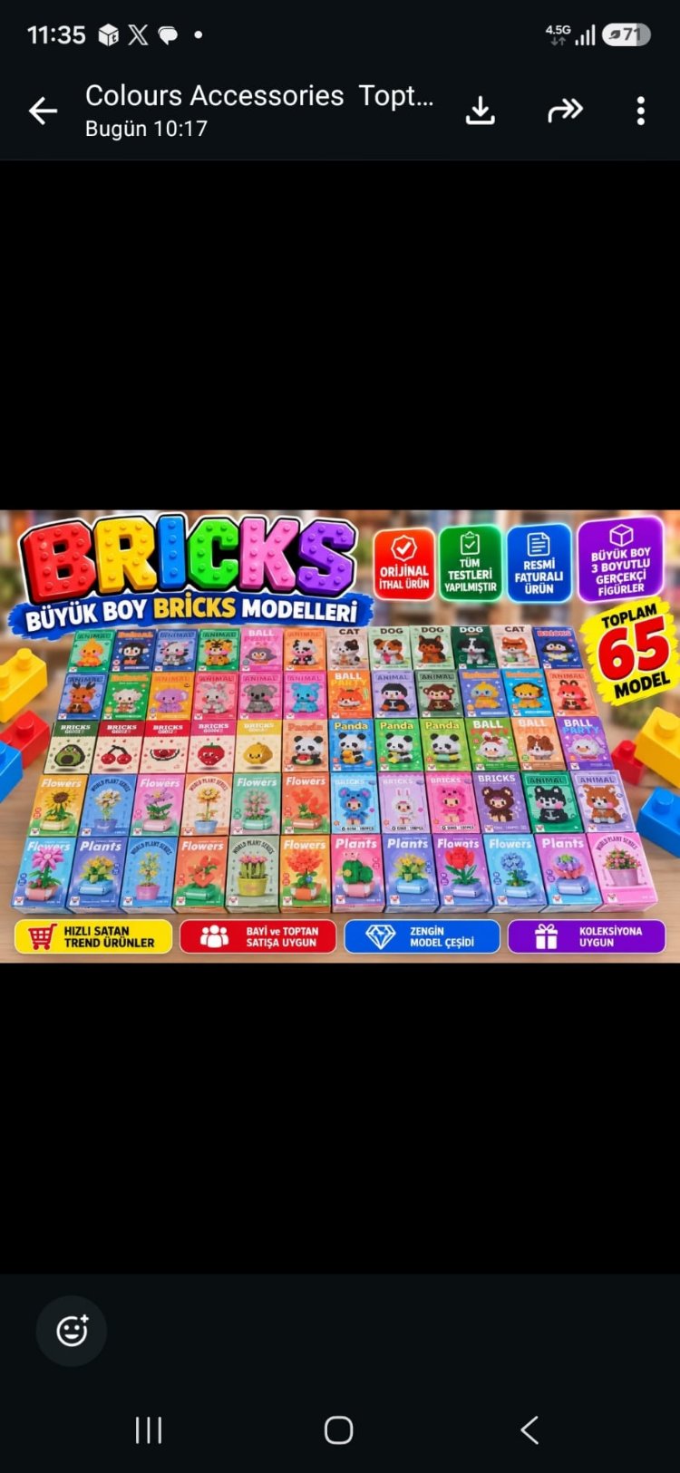 50 adet İTHAL ORJİNAL BÜYÜK BRİCKS 