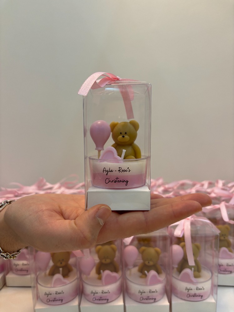 Pembe Teddy Ayıcık Balonlu Mum