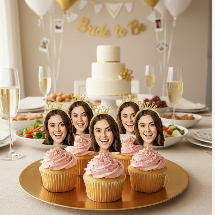 Bride Cupcake Topper – Kişiye Özel Fotoğraflı Cupcake Süsü