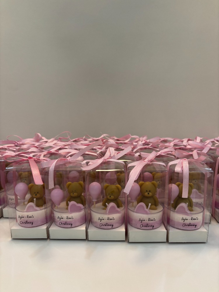 Pembe Teddy Ayıcık Balonlu Mum