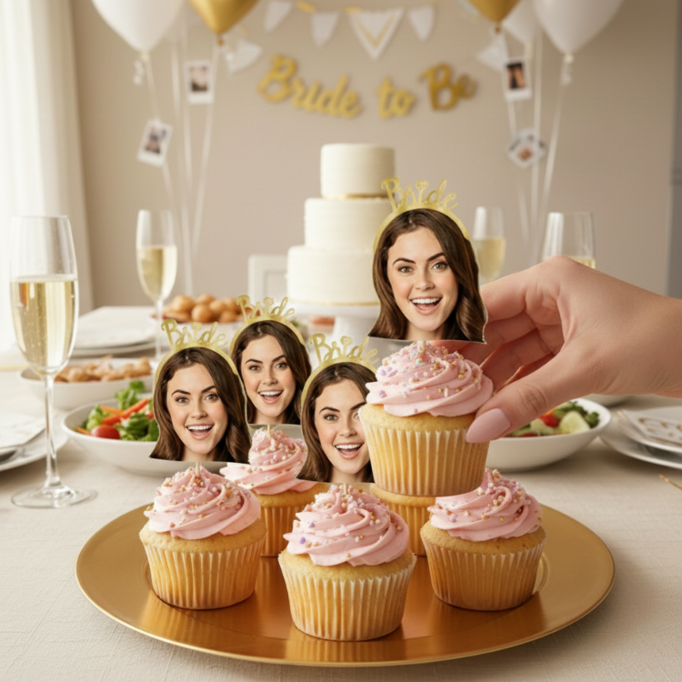 Bride Cupcake Topper – Kişiye Özel Fotoğraflı Cupcake Süsü