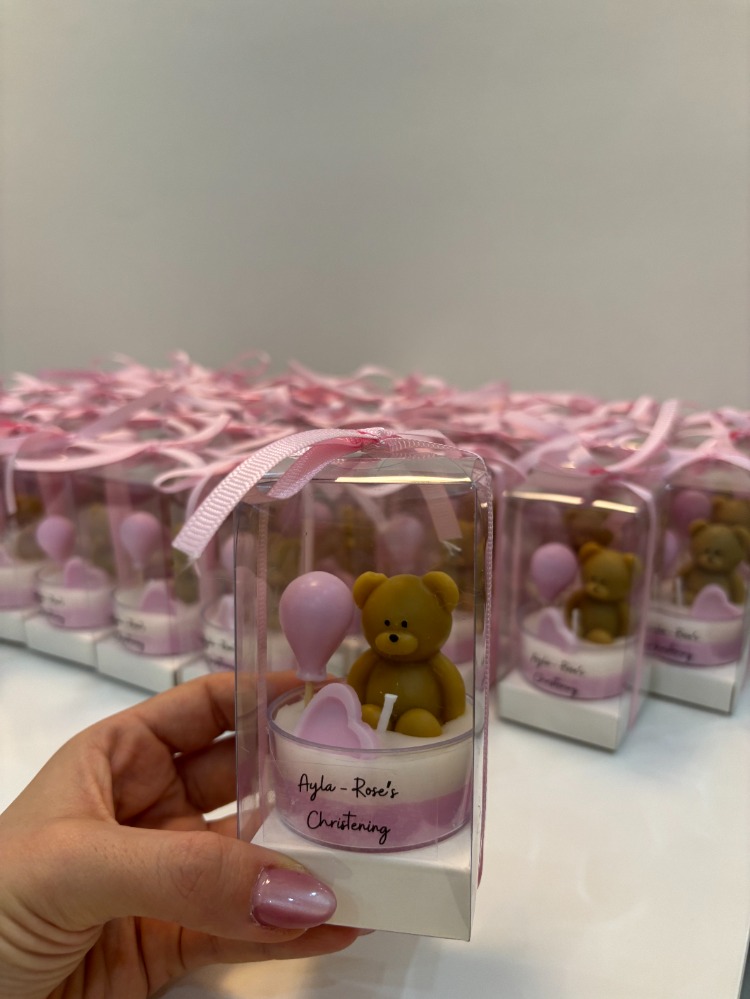 Pembe Teddy Ayıcık Balonlu Mum