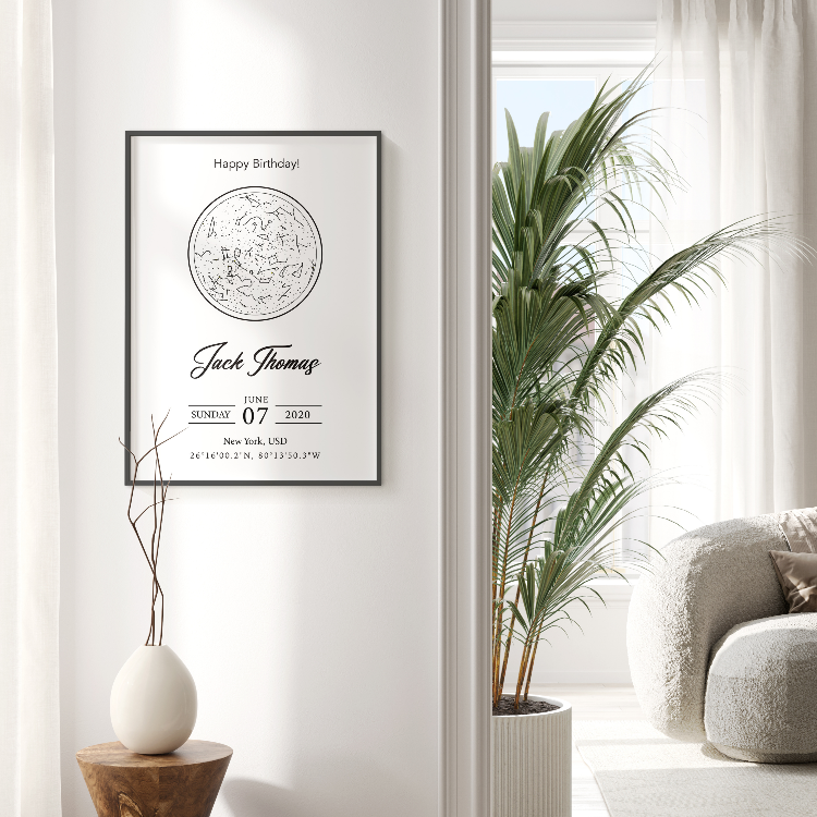 Doğduğunda Yıldızlar – Kişiye Özel Yıldız Haritası Poster (Çerçeveli, A4)