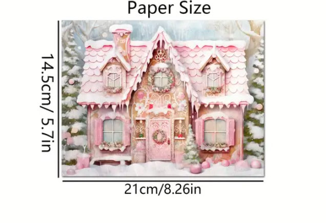 12 Adet A5ebatında Pembe Kış Temalı Scrapbook