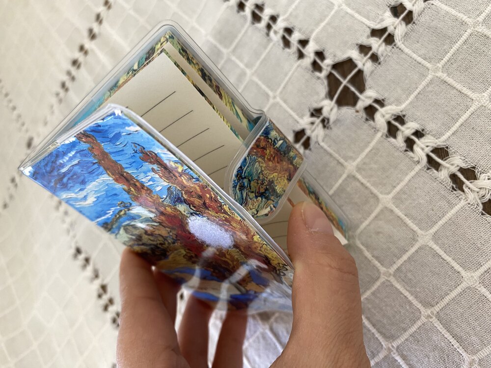 Van Gogh çizgili  13x13cm not defteri 