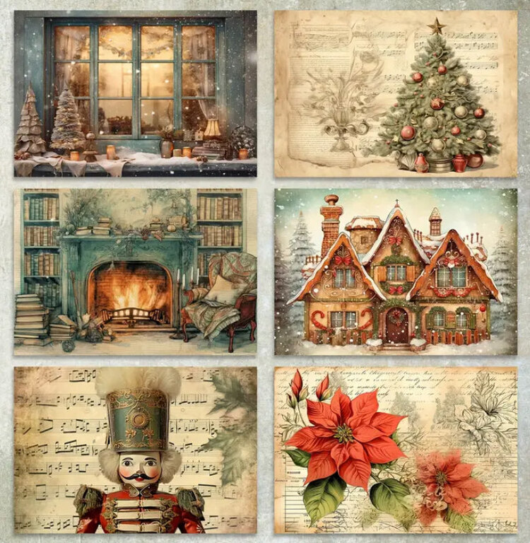 24 farklı görsel A5 Vintage Kış Noel Scrapbook 