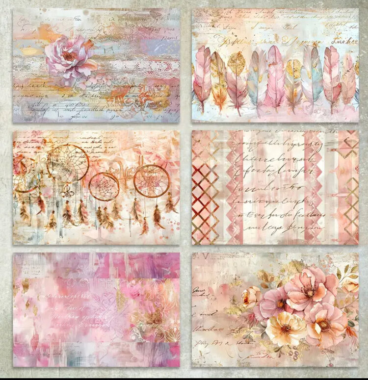 Pembe fenerlerden tüğlerden oluşan Scrapbook set 