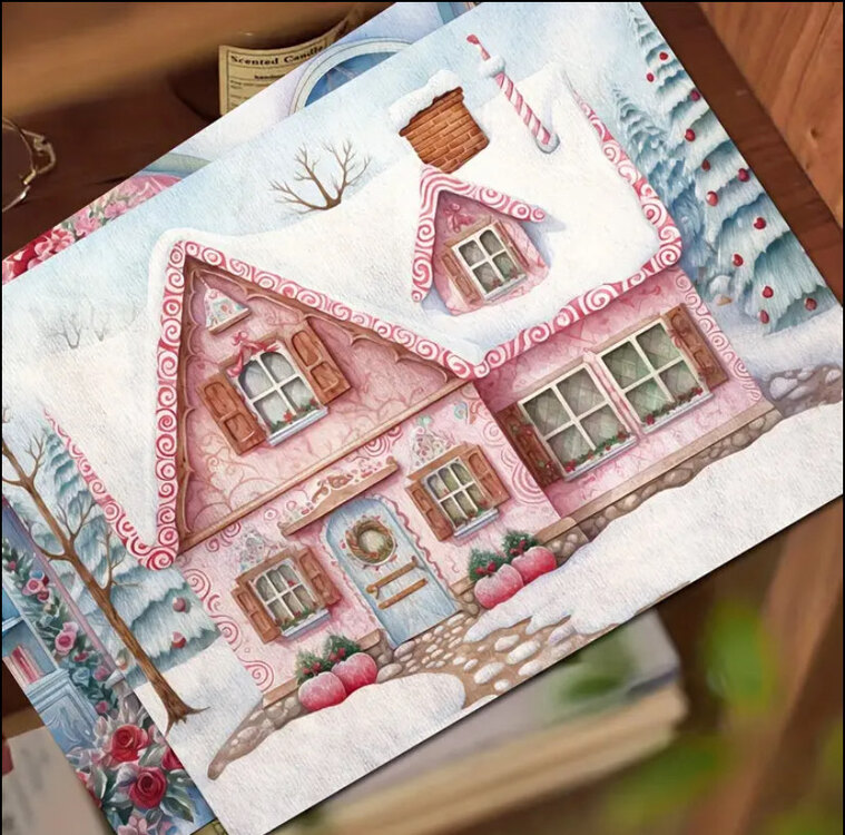 12 Adet A5ebatında Pembe Kış Temalı Scrapbook