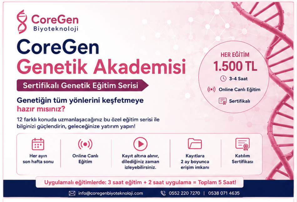 CoreGen Genetik Akademisi: Sertifikalı Genetik Eğitim Serisi, Genetiğe Giriş: 26.09.2026