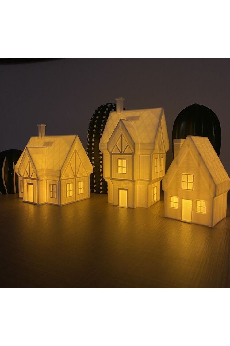 Cosmoz 3D 3'lü Yılbaşı Evleri- Tealight Mumluk