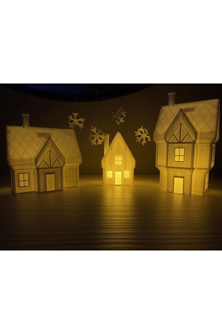 Cosmoz 3D 3'lü Yılbaşı Evleri- Tealight Mumluk