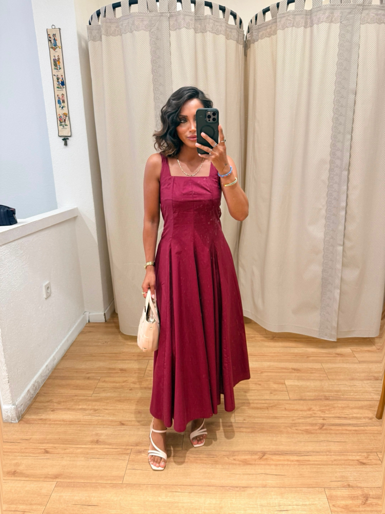 Bordo Midi Boy Elbise