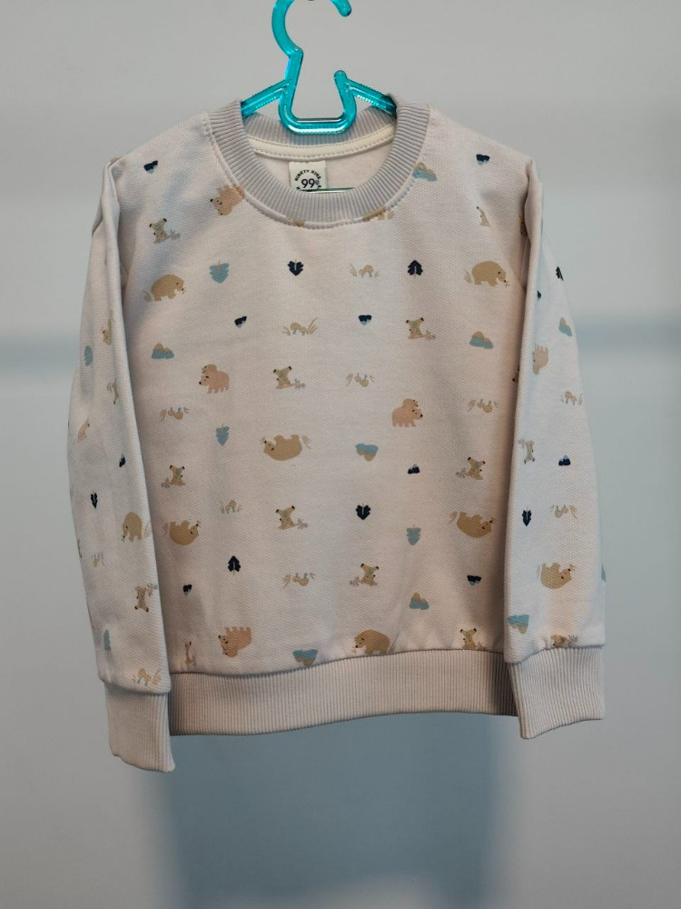 Ayıcık desenli krem sweatshirt